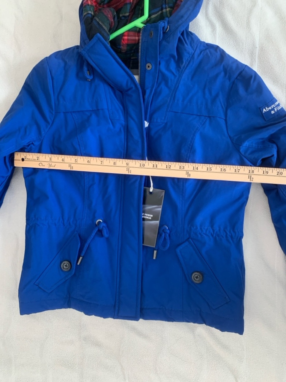 NWT Abercrombie & Fitch Blue Hooded Utility Jacket Women’s Medium Zip Coat - Picture 14 of 16